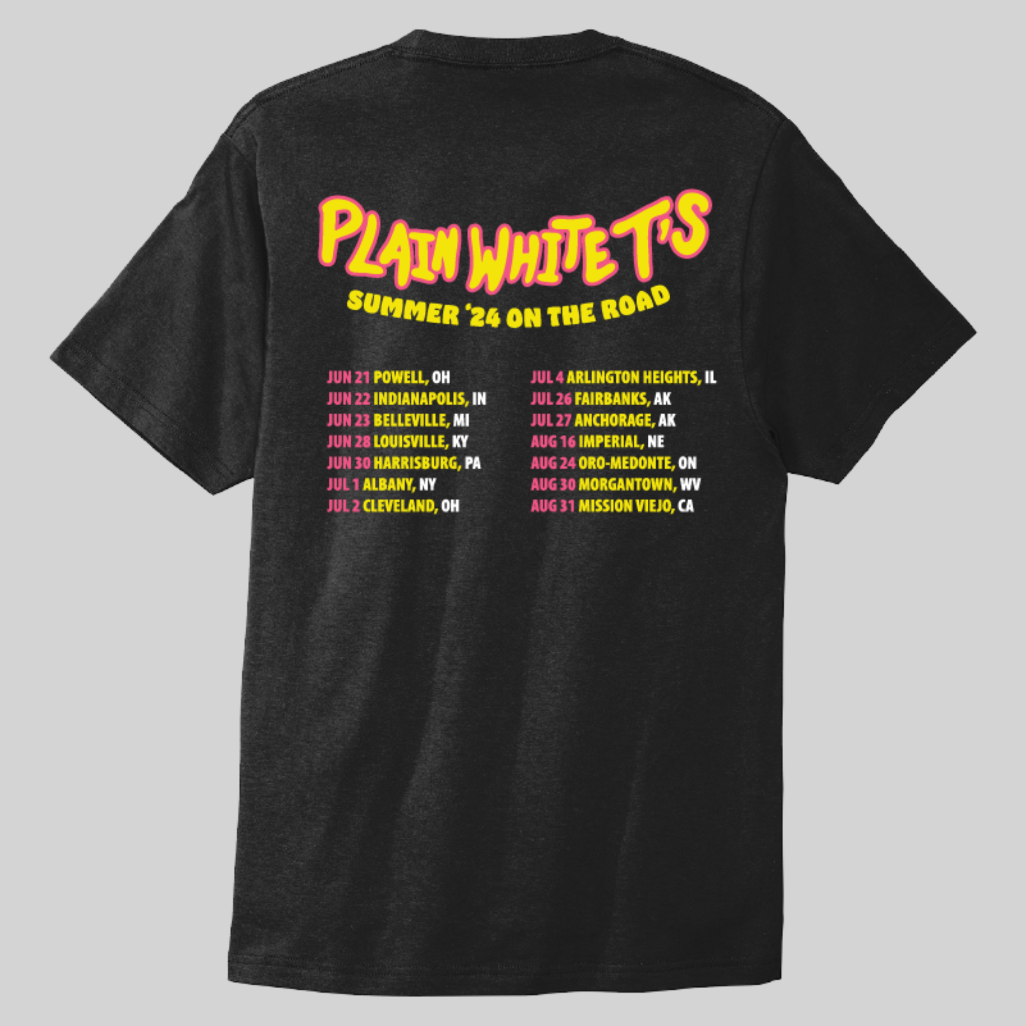 Plain White T's 2024 Tour T-Shirt Back
